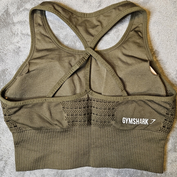 G157. Gymshark Energy Seamless Crop Tank / Vest in Olive Green - Size L - Picture 2 of 6